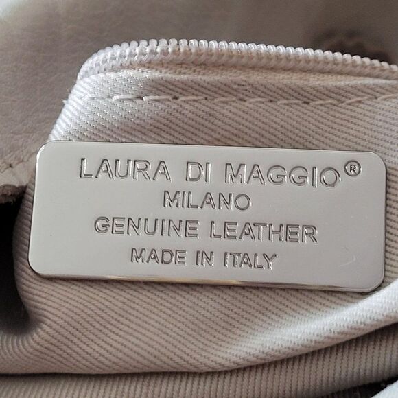 Laura Di Maggio Leather Convertible Tote Crossbody Off White Bone XL Tassel - Picture 4 of 17